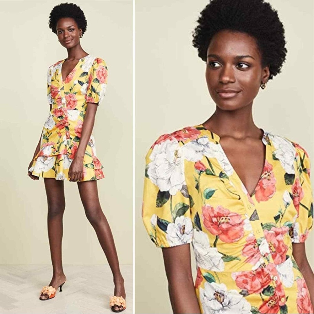 Parker Minna Lemon Wildflower print cotton dress.